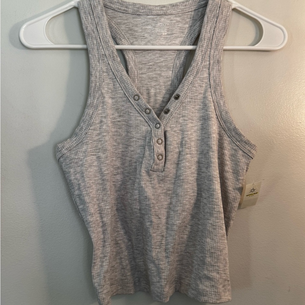 Casual Gray Buttoned Tank Top